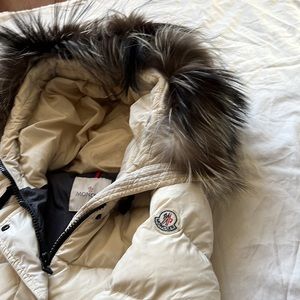 Moncler Off-White Puffer Jacket with Fur Hood vintage / rare